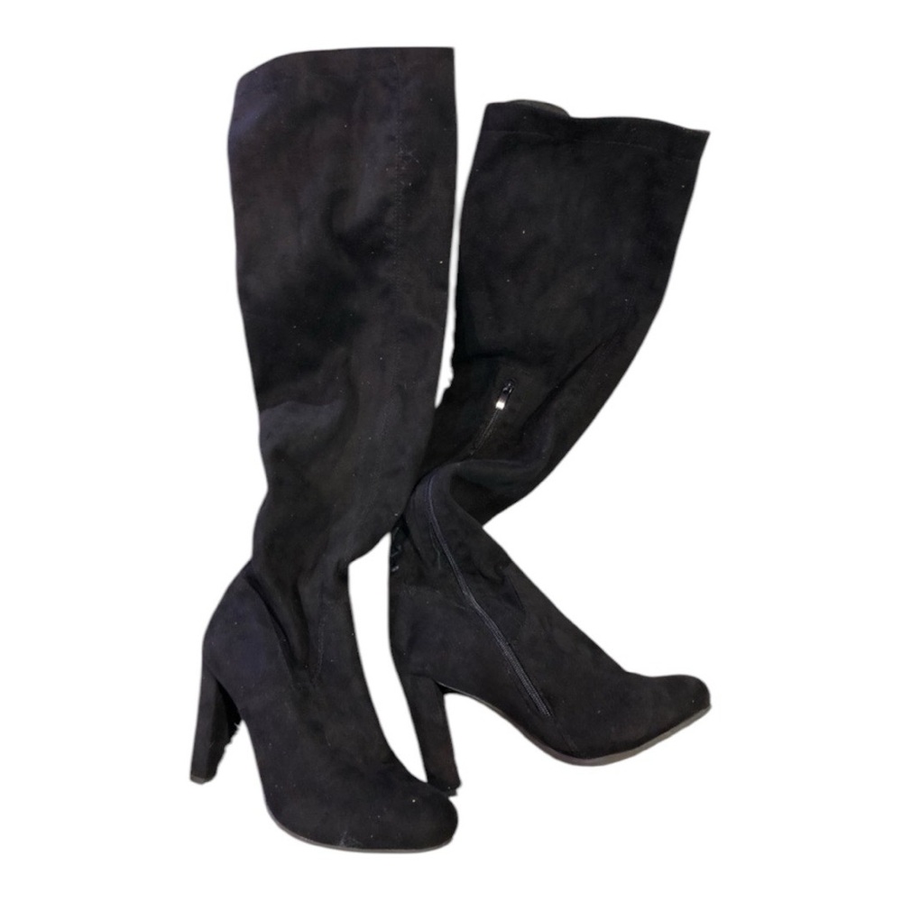 Top Moda Women’s Black Faux Suede Over The Knee Boots Size 10